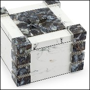 Boîte avec structure en bois peinte à la main avec inserts d'agate naturelle 162-Agate