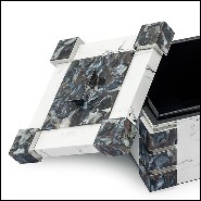 Boîte avec structure en bois peinte à la main avec inserts d'agate naturelle 162-Agate