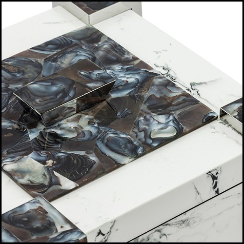 Boîte avec structure en bois peinte à la main avec inserts d'agate naturelle 162-Agate