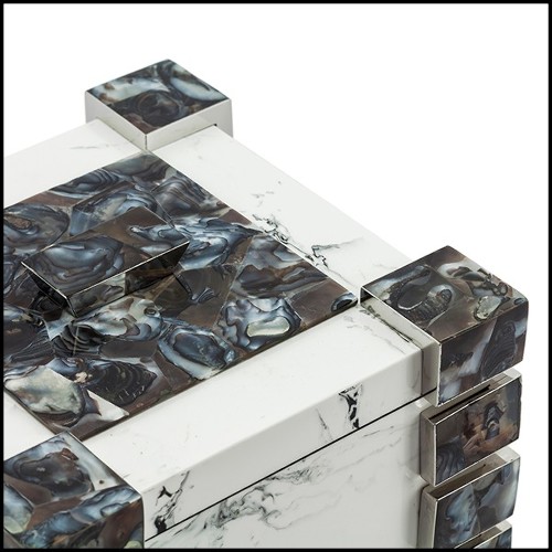 Box in hand-painted wood and with natural agate stone inserts 162-Agate