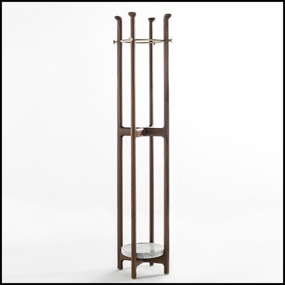 Porte-manteaux en noyer massif avec laiton massif finition brossé et base en marbre de Carrare 163-Albert