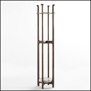 Coatrack in walnut wood with brushed brass top structure and with carrara marble base 163-Albert
