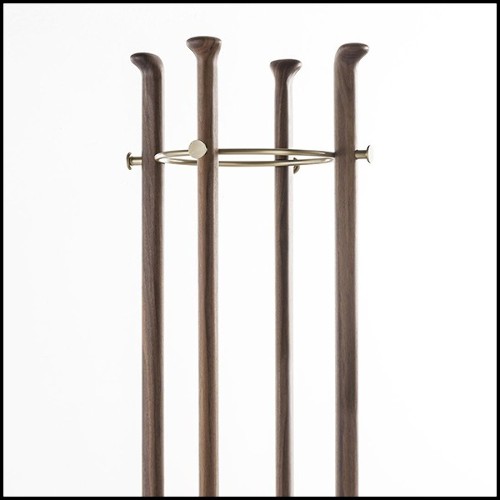 Porte-manteaux en noyer massif avec laiton massif finition brossé et base en marbre de Carrare 163-Albert