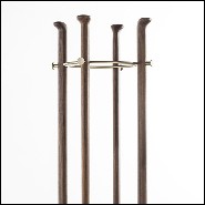 Porte-manteaux en noyer massif avec laiton massif finition brossé et base en marbre de Carrare 163-Albert