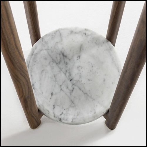 Porte-manteaux en noyer massif avec laiton massif finition brossé et base en marbre de Carrare 163-Albert