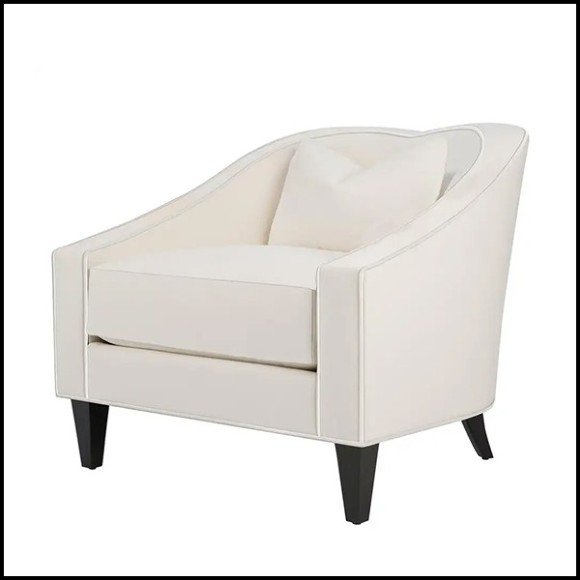 Armchair in mahogany wood covered with high quality ivory genuine leather 119-Becky