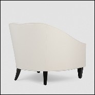 Fauteuil en acajou massif rembourré et couvert avec cuir véritable coloris ivoire 119-Becky