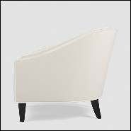 Fauteuil en acajou massif rembourré et couvert avec cuir véritable coloris ivoire 119-Becky