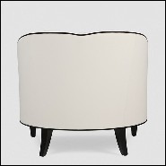 Fauteuil en acajou massif rembourré et couvert avec cuir véritable coloris ivoire 119-Becky