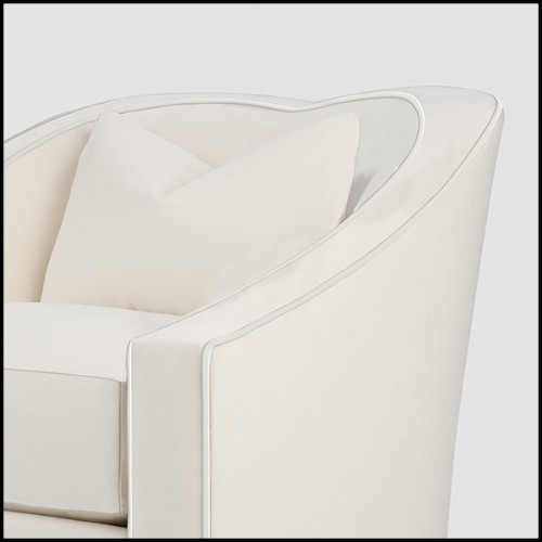 Armchair in mahogany wood covered with high quality ivory genuine leather 119-Becky