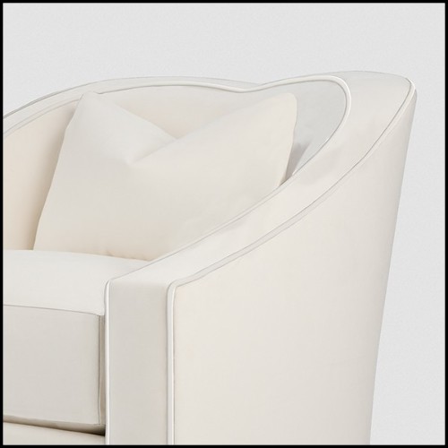 Fauteuil en acajou massif rembourré et couvert avec cuir véritable coloris ivoire 119-Becky