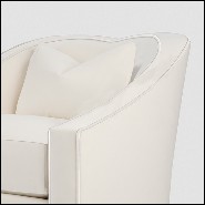 Fauteuil en acajou massif rembourré et couvert avec cuir véritable coloris ivoire 119-Becky