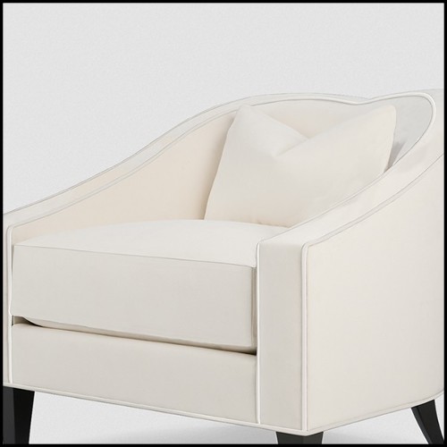 Armchair in mahogany wood covered with high quality ivory genuine leather 119-Becky
