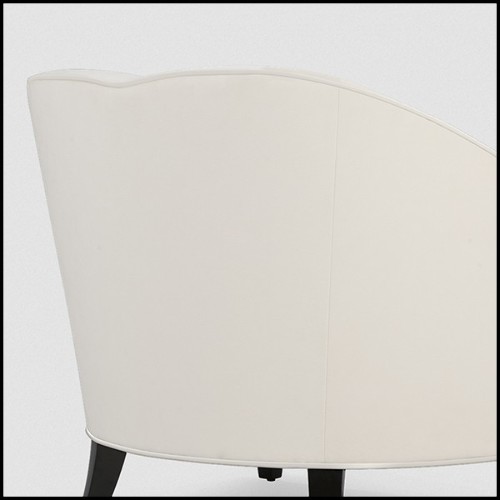 Armchair in mahogany wood covered with high quality ivory genuine leather 119-Becky