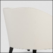 Fauteuil en acajou massif rembourré et couvert avec cuir véritable coloris ivoire 119-Becky