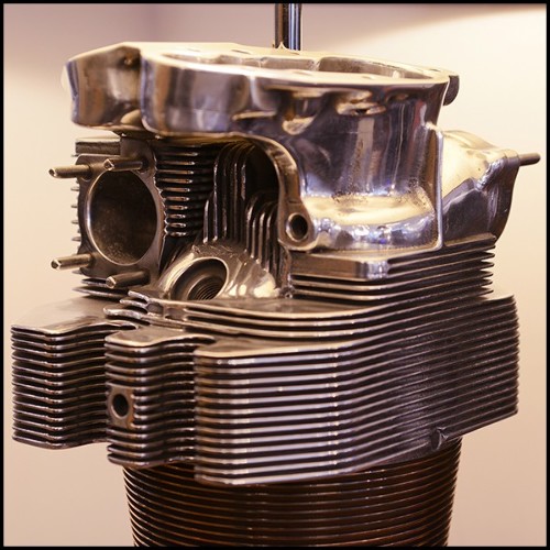 Table lamp made with an authentic engine cylinder from piper aircraft PC-Piper Cylinder