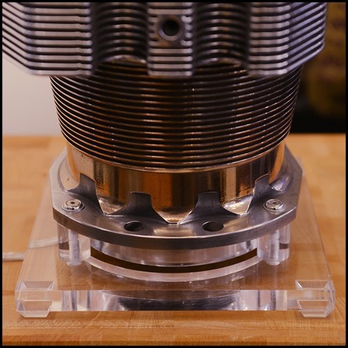 Table lamp made with an authentic engine cylinder from piper aircraft PC-Piper Cylinder