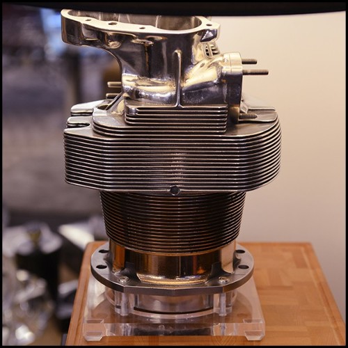 Table lamp made with an authentic engine cylinder from piper aircraft PC-Piper Cylinder