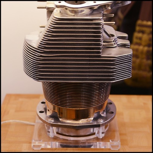 Table lamp made with an authentic engine cylinder from piper aircraft PC-Piper Cylinder