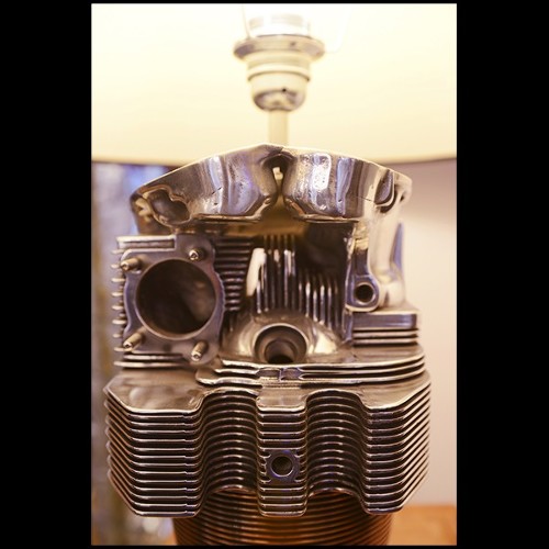 Table lamp made with an authentic engine cylinder from piper aircraft PC-Piper Cylinder