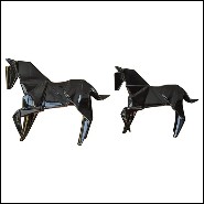 Sculpture étalons set de 2 en céramique finition noire 195-Stallion Black Set
