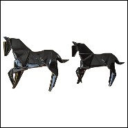 Sculpture Set of 2 in ceramic in black finish 195-Stallion Black Set