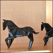 Sculpture étalons set de 2 en céramique finition noire 195-Stallion Black Set