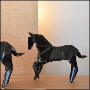 Sculpture étalons set de 2 en céramique finition noire 195-Stallion Black Set