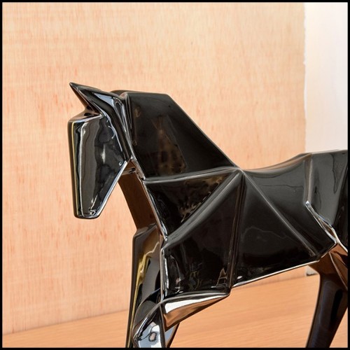 Sculpture étalons set de 2 en céramique finition noire 195-Stallion Black Set