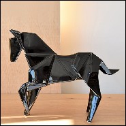 Sculpture étalons set de 2 en céramique finition noire 195-Stallion Black Set