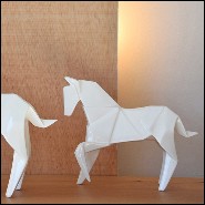 Sculpture étalons set de 2 en céramique finition blanc 195-Stallion White Set