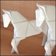 Sculpture étalons set de 2 en céramique finition blanc 195-Stallion White Set