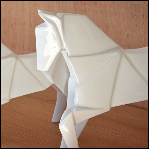 Sculpture étalons set de 2 en céramique finition blanc 195-Stallion White Set