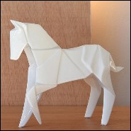 Sculpture étalons set de 2 en céramique finition blanc 195-Stallion White Set