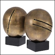 Object Artistic set of 2 in vintage brass finish and with black granite structure 24-Artistic set of 2.