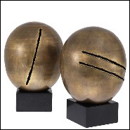 Object Artistic set of 2 in vintage brass finish and with black granite structure 24-Artistic set of 2.