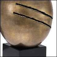 Set de 2 Objet de décoration en laiton finition vintage avec base en granite noir 24-Artistic Object.