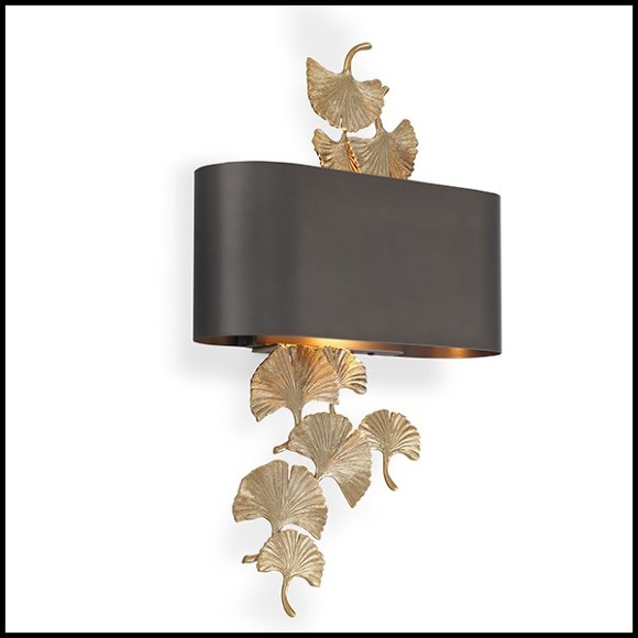 Wall Lamp in brass and stainless steel with gold finish with bronze shade 24-Regina