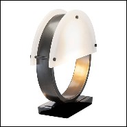 Lampe à poser en alabaster et finition bronze highlight avec base en marbre noir 24-Essence