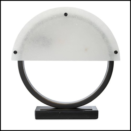 Table Lamp with structure in albaster and bronze highlight finish with black marble base 24-Essence