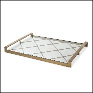 Tray in staineless steel structure and brushed brass finish and clear glass 24-Goa