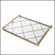 Tray in staineless steel structure and brushed brass finish and clear glass 24-Goa