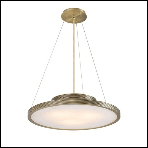 Chandelier in iron brushed brass finish and alabaster 24-Pullman