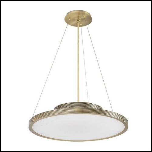 Chandelier in iron brushed brass finish and alabaster 24-Pullman