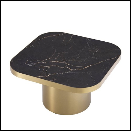 Side Table in stainless steel in brushed brass finish with ceramic top 24-Proximity