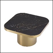 Table basse en acier inoxydable finition laiton brossé avec plateau en céramique 24-Proximity
