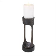 Bougeoir en laiton finition bronze highlight avec base en granite noir 24-Bologna L