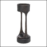 Bougeoir en laiton finition bronze highlight avec base en granite noir 24-Bologna L