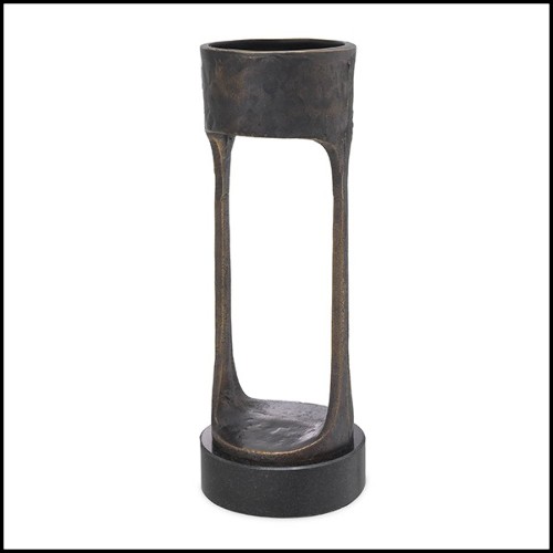 Bougeoir en laiton finition bronze highlight avec base en granite noir 24-Bologna L