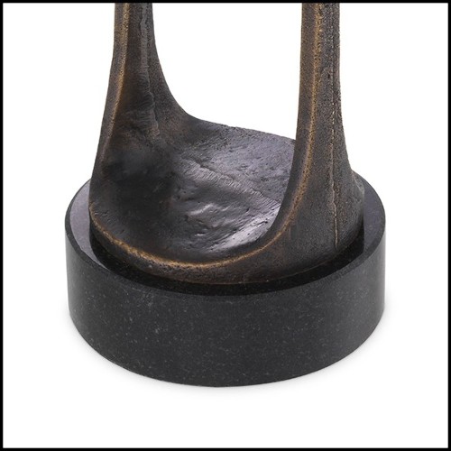 Bougeoir en laiton finition bronze highlight avec base en granite noir 24-Bologna L